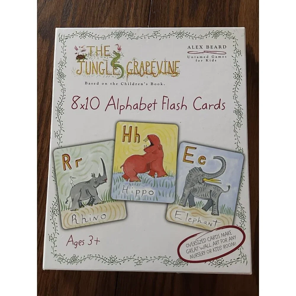 8x10 Alphabet Flash Cards Based On The Jungle Grapevine Alex Beard Animal Large